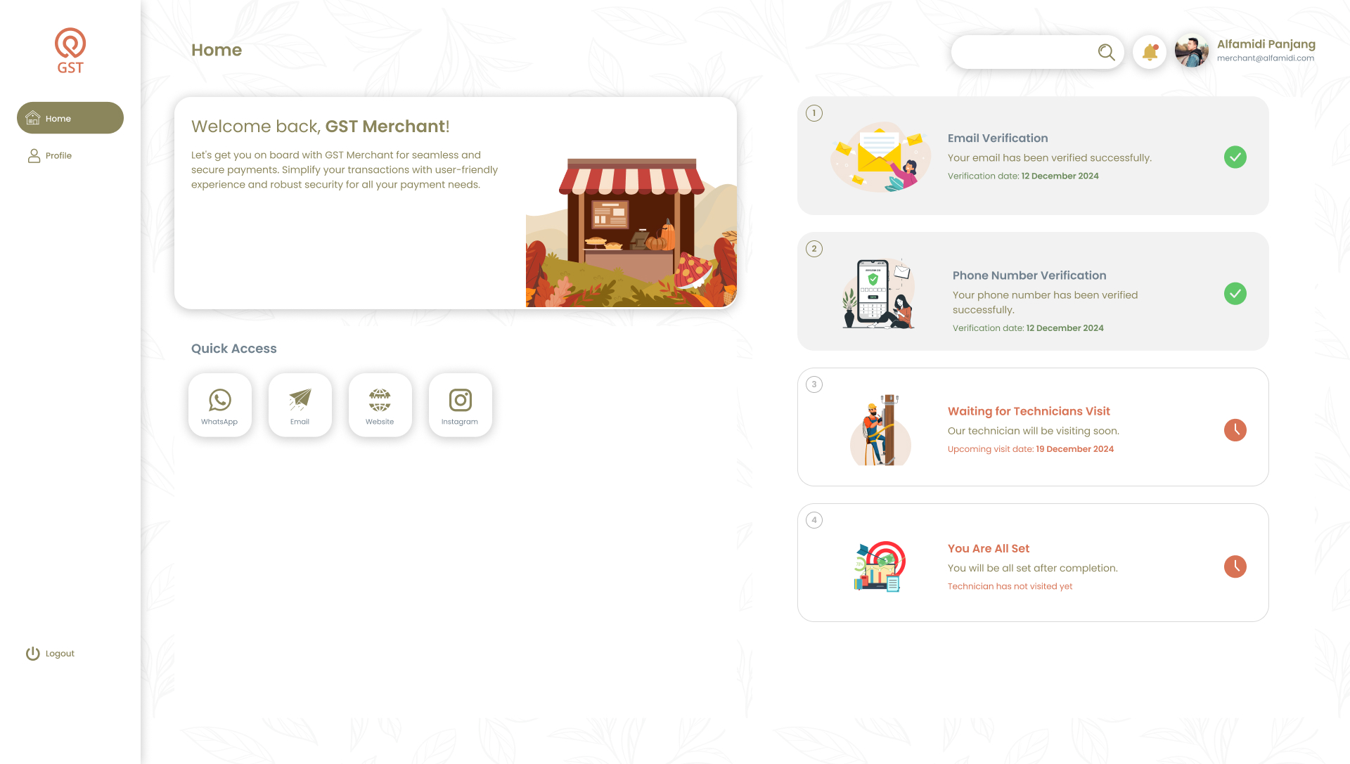 Merchant Web & Mobile App screen 6